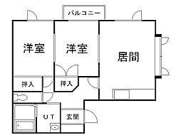 アーバンコーポラス 2LDKの間取図画像