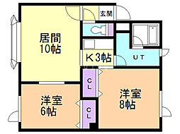 ベルメゾン弐番舘 2LDKの間取図画像