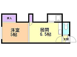 ケンタク北16条ビル 1DKの間取図画像