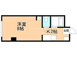 キャッスル17 6階1Kの間取り