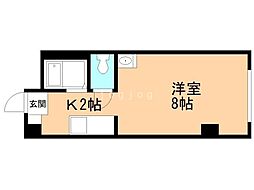 キャッスル17 3階1Kの間取り