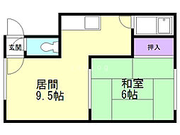 当別カレッジハイツ 1LDKの間取図画像
