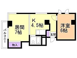 南麻生ビル 1LDKの間取図画像