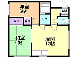コーポ光 2LDKの間取図画像