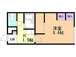 レオパレスグレイス 1Kの間取図画像