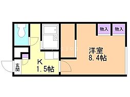 レオパレスシャルム 1Kの間取図画像