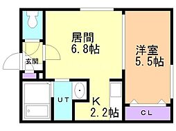 札幌市北区北三十条西5丁目マンション 1LDKの間取図画像