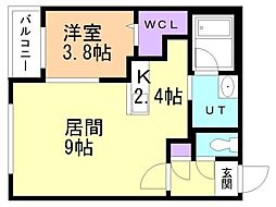 ＡＲＩＳＴＯ北7条 3階1LDKの間取り