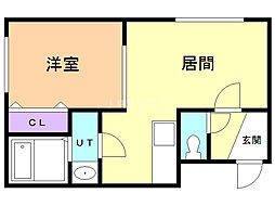 ベルメゾン北20 3階1LDKの間取り