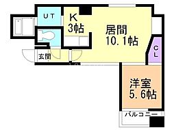 Ｓｐａｃｅ北三条 5階1LDKの間取り