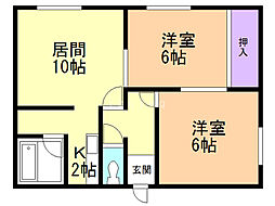 コーポサンロード 2LDKの間取図画像