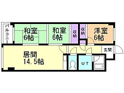 コスモロイヤルA棟 3LDKの間取図画像