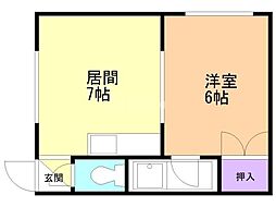 第三原田マンション 1DKの間取図画像