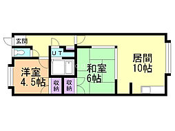 第5コーポ春 2LDKの間取図画像