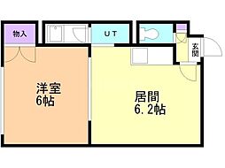 ＫＤビル 4階1DKの間取り