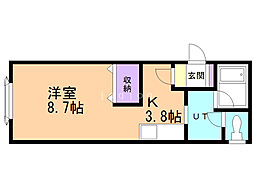 ジュネスディックス 1Kの間取図画像
