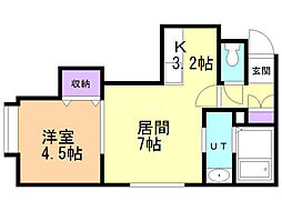 アクア18 1階1LDKの間取り