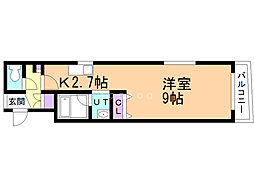 東洋ハイツＡ 3階1Kの間取り