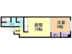 リベル元町 1DKの間取図画像