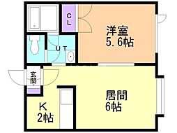 コリンズ・42 1LDKの間取図画像