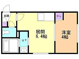 ＰＲＩＭＡＶＥＲＡ 2階1DKの間取り