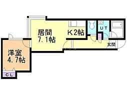 エーグル 1LDKの間取図画像