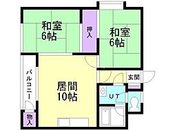 幸和ハイツ 2LDKの間取図画像