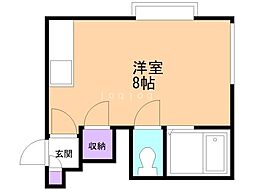 N43クラブハウスB ワンルームの間取図画像