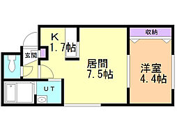 ＨＯＮＵ大谷学園前 3階1LDKの間取り