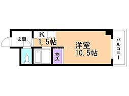 ビバリーヒルズ 7階1Kの間取り