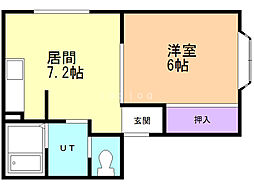 クレスト46 1DKの間取図画像