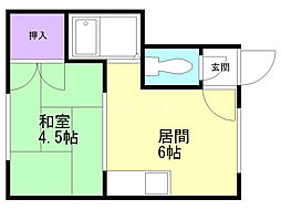 パール1いまいマンション 1DKの間取図画像