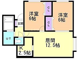 アーバンライフしのろ 2LDKの間取図画像