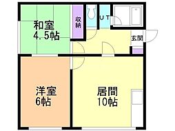 コーポ北斗 2LDKの間取図画像