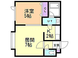 リープ・ブルーメ2 1LDKの間取図画像