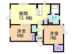 カーサセントロ2 2LDKの間取図画像