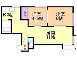グランドールパシャ 2LDKの間取図画像