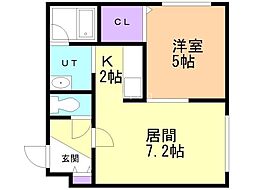 ブランノワール東区役所 1LDKの間取図画像