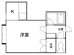 フロスティ伏古A 1Kの間取図画像