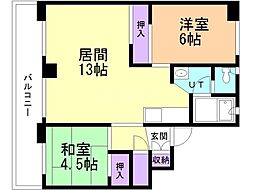 ビレッジハウス札苗2号棟 2LDKの間取図画像