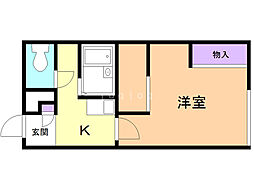 レオパレスモエレパーク 1Kの間取図画像