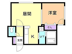 タカライーストプレイス 1LDKの間取図画像