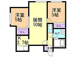 雫 2LDKの間取図画像