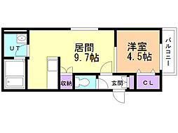アステールN23 1LDKの間取図画像