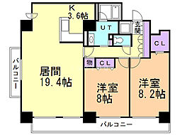 アルテシア 2LDKの間取図画像