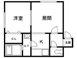 グロワール元町 1DKの間取図画像