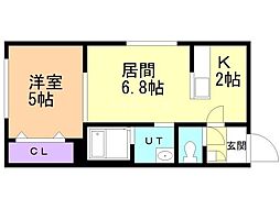 JIC新道東 1LDKの間取図画像