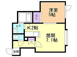 ヴェルソー 1LDKの間取図画像