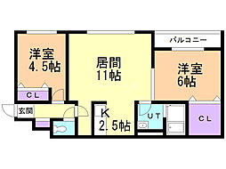 フォレストR 2LDKの間取図画像
