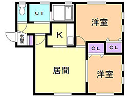 アゼリア札幌北 2LDKの間取図画像